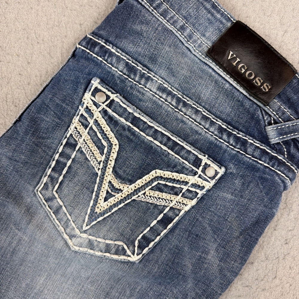 Vigoss The Chelsea Boyfriend Distressed Jeans Blue Medium Wash Womens 11/12 25L